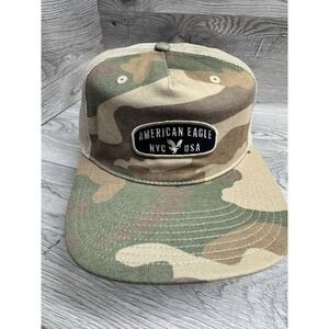 AMERICAN EAGLE AE 1977 Green/Brown ARMY-STYLE CAMO HAT Trucker Snapback Baseball